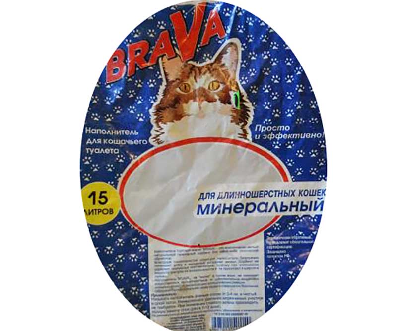 Наполнитель Для Кошачьего Туалета BRAVA (Брава) Для Длинношёрстных Кошек Минеральный Синий 15л