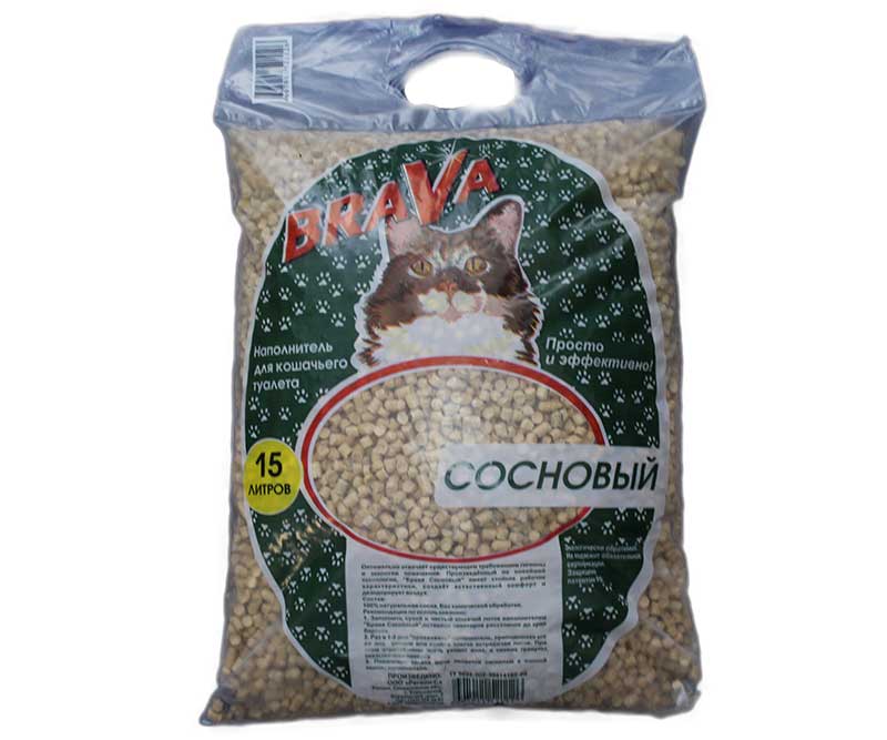Наполнитель Для Кошачьего Туалета BRAVA (Брава) Сосновый Древесный 15л